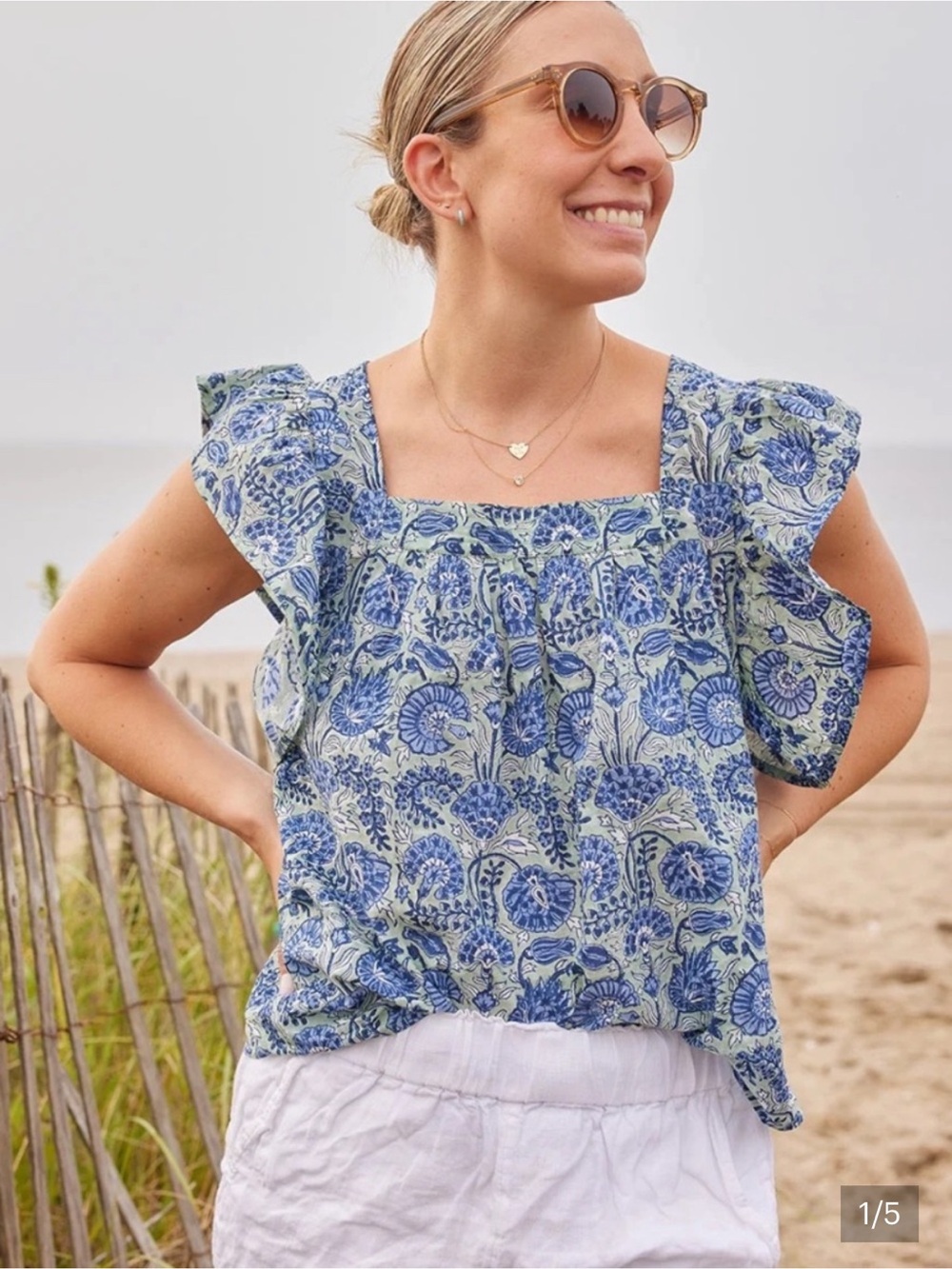 EUC Ophelia & Indigo X Lemon Stripes Honor Top
